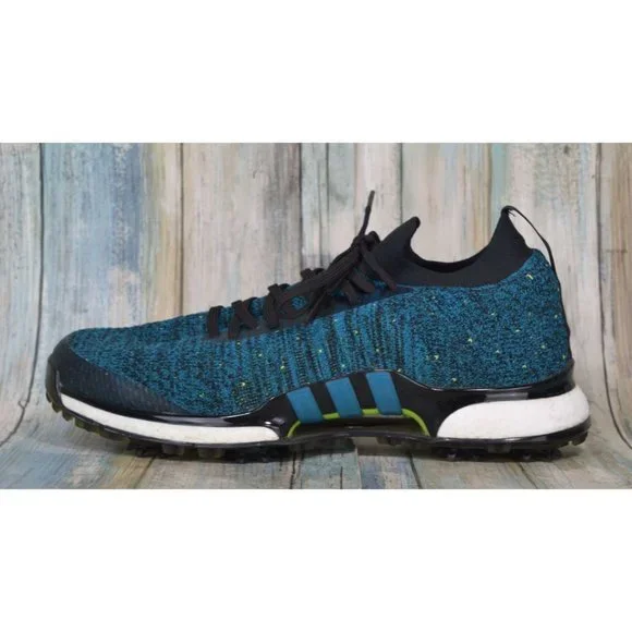 Adidas Tour360 XT PrimeKnit PK Golf Shoes Men's Size 10 Black Teal Cleats F35407